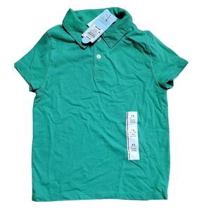 Cat & Jack Kids Green Super Soft Button Up Polo. Size XS 4/5